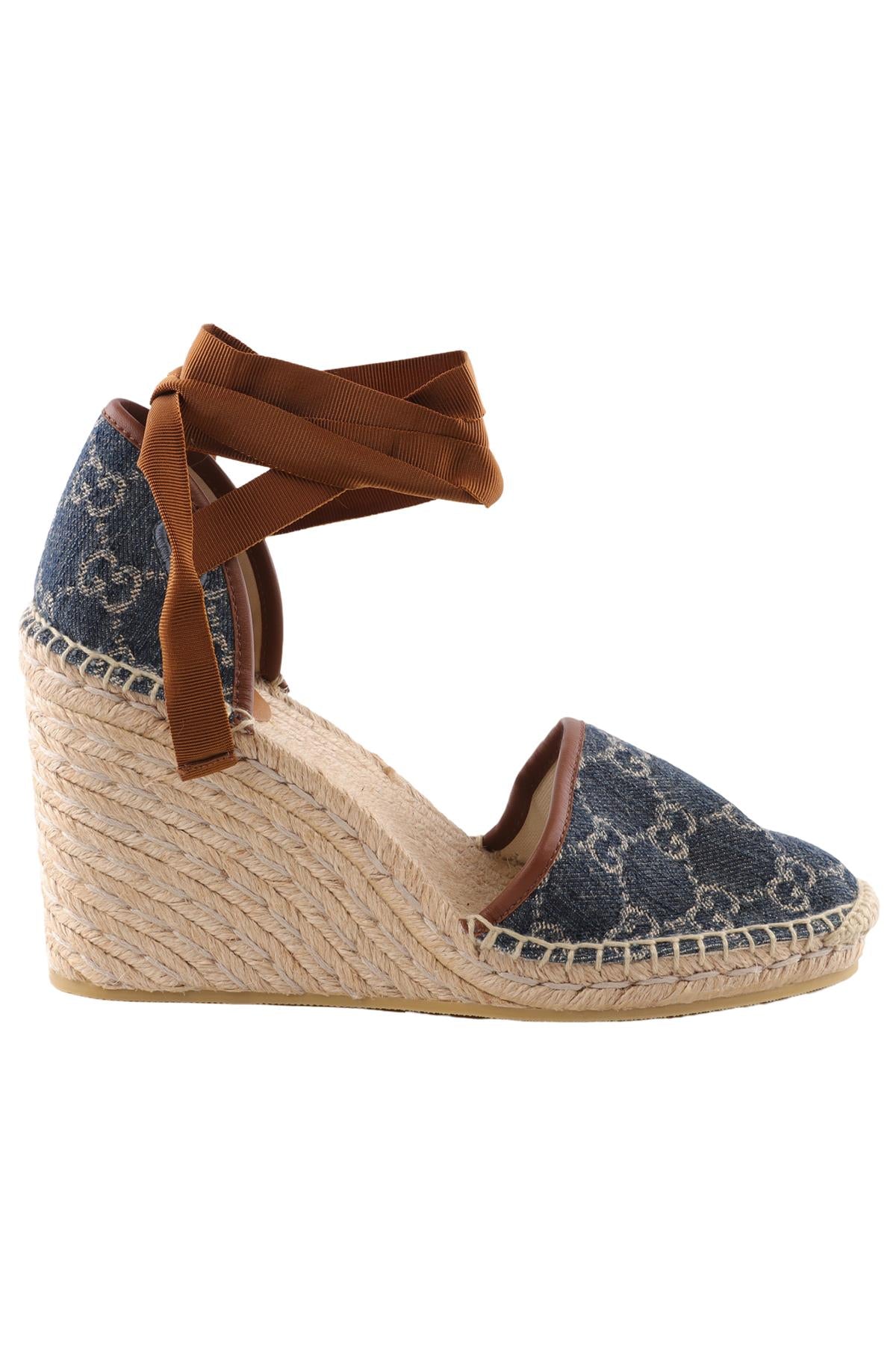 GUCCI BLUE DENIM WEDGE ESPADRILLES EU 38 UK 5 US 8