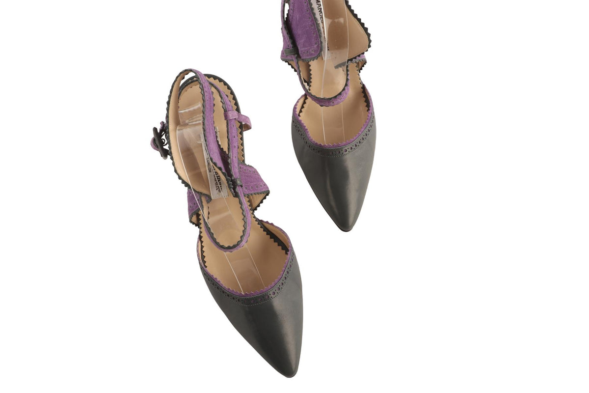 MANOLO BLAHNIK GREY LEATHER PUMPS EU 40 UK 7 US 10