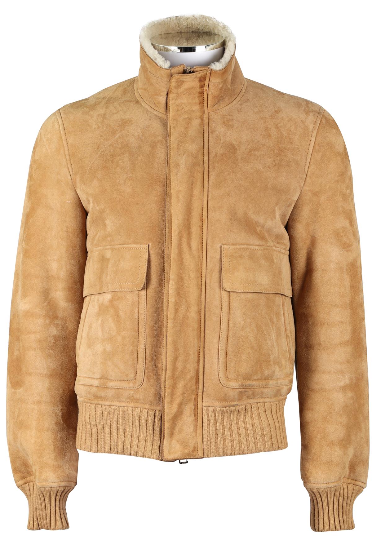 GUCCI BEIGE MEN'S SHEARLING AND SUEDE JACKET IT 48 UK 38