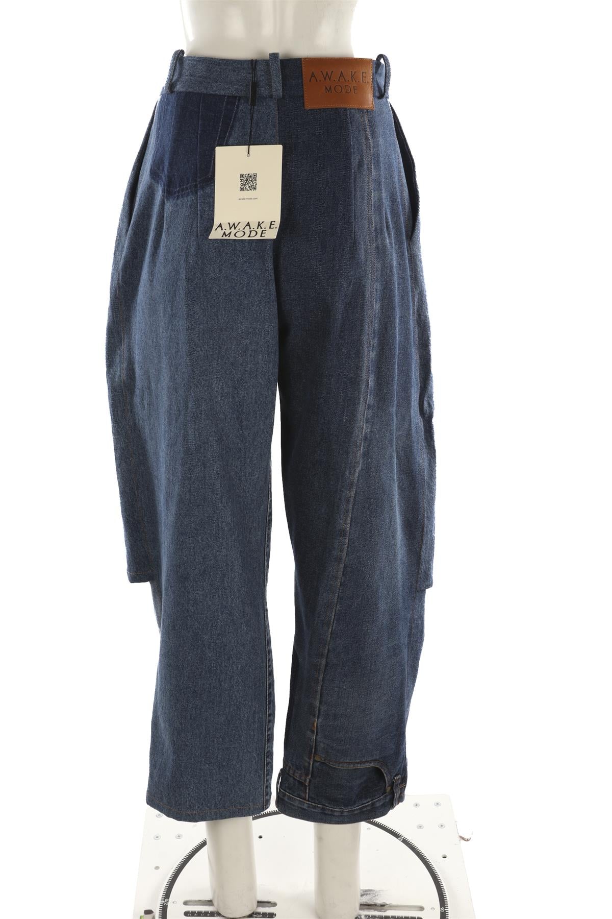 A.W.A.K.E MODE BLUE HIGH RISE BARREL LEG JEANS FR 38 UK 10