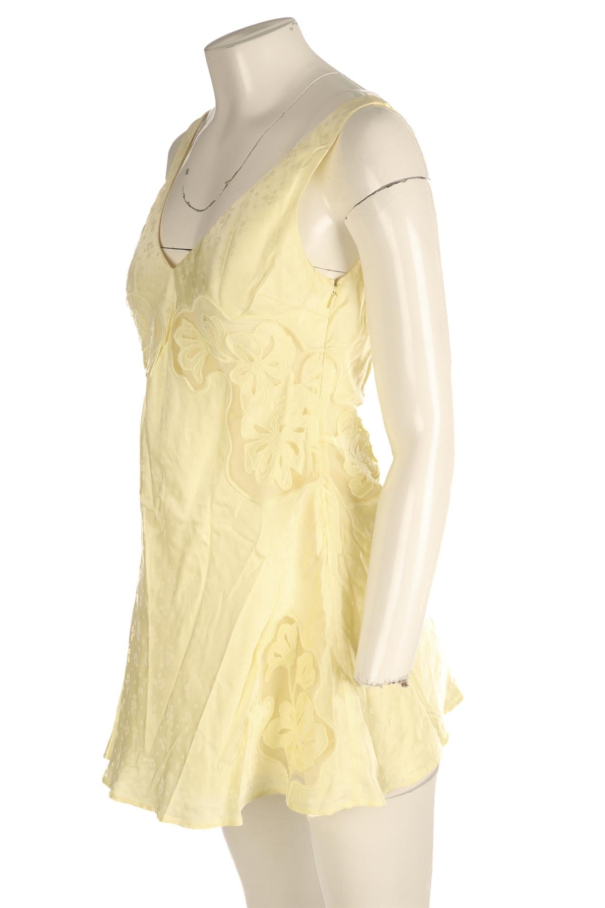 FOR LOVE & LEMONS YELLOW SATIN MINI DRESS XSMALL