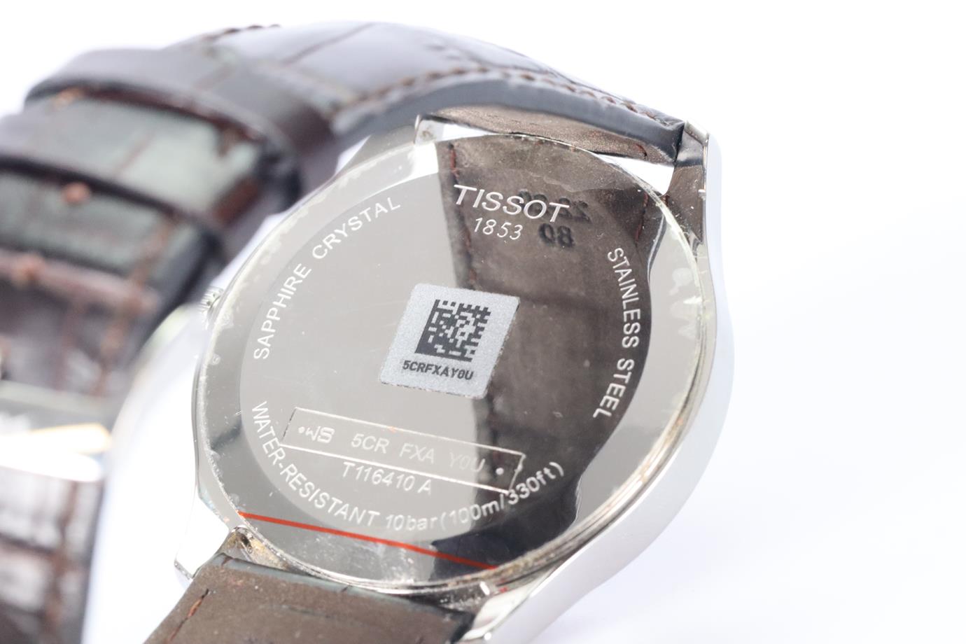 TISSOT GENT XL T116.410 A 42 MM STAINLESS STEEL AND LEATHER WRIST WATCH