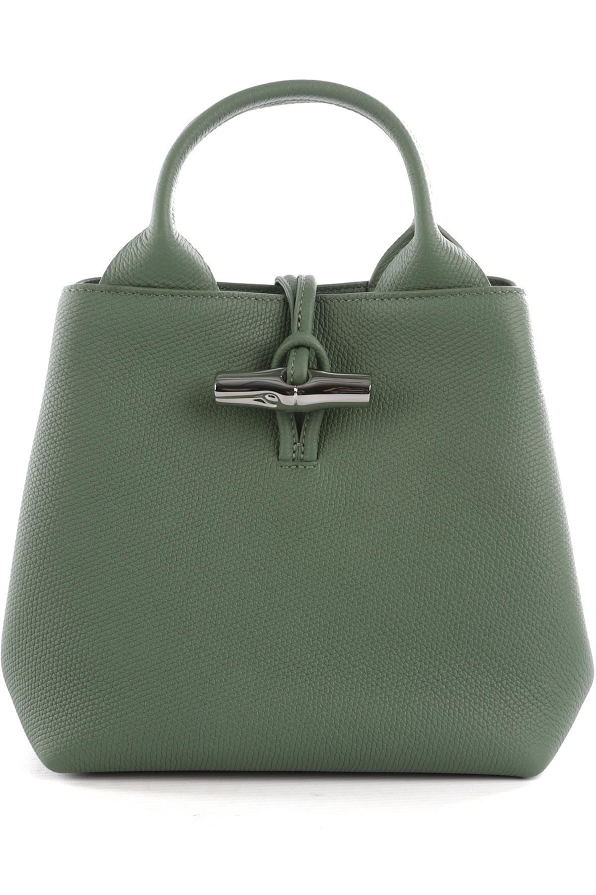 Longchamp Green Le Roseau Small Leather Tote Bag
