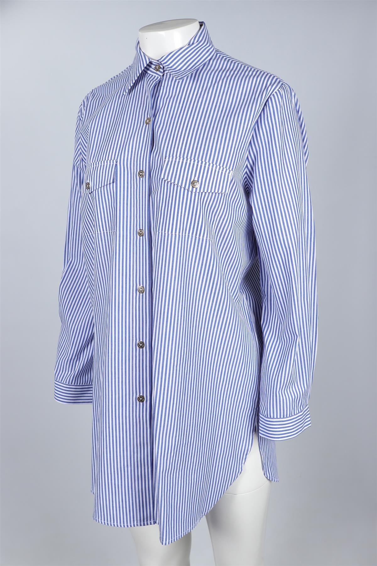MELISSA ODABASH BLUE AND WHITE COTTON SHIRT MEDIUM