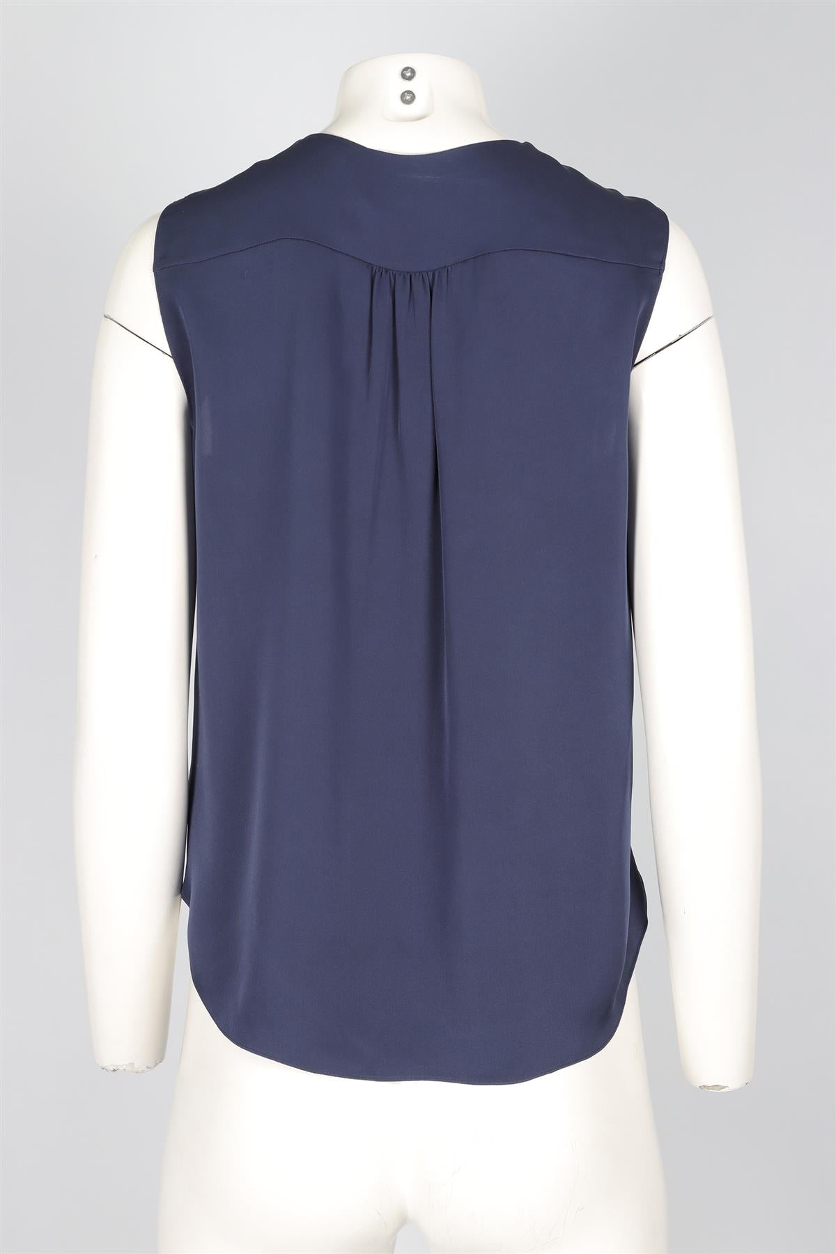 THEORY NAVY SILK TOP SMALL