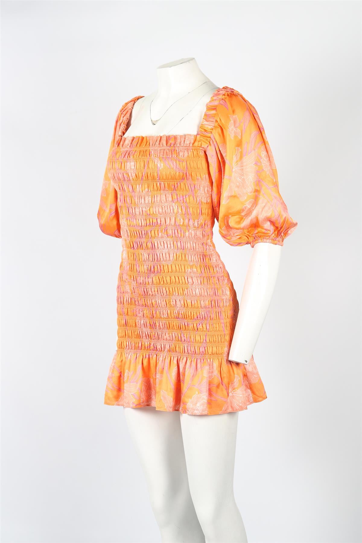 ALEXIS FLORAL PRINT SATIN MINI DRESS SMALL