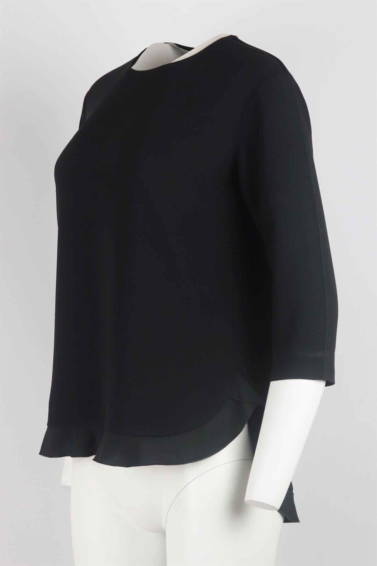 STELLA MCCARTNEY RUFFLE TRIMMED CREPE TOP IT 36 UK 4