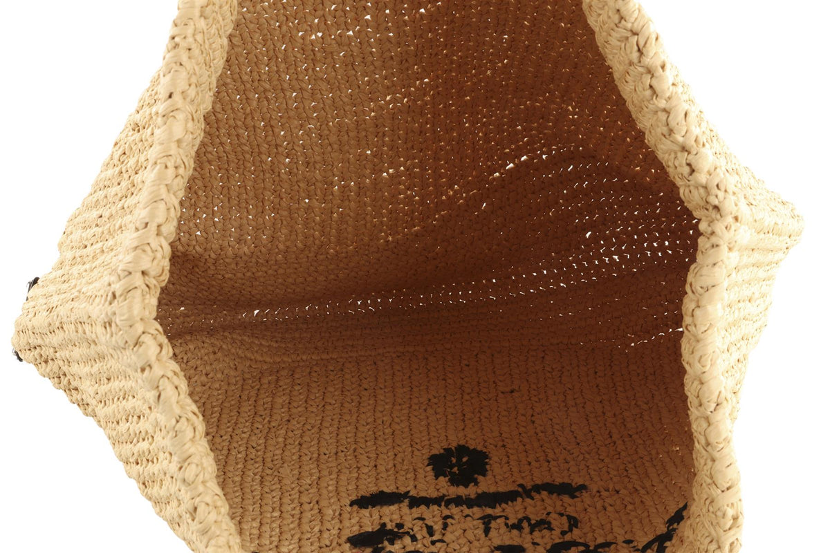 PRADA BEIGE LARGE RAFFIA TOTE BAG
