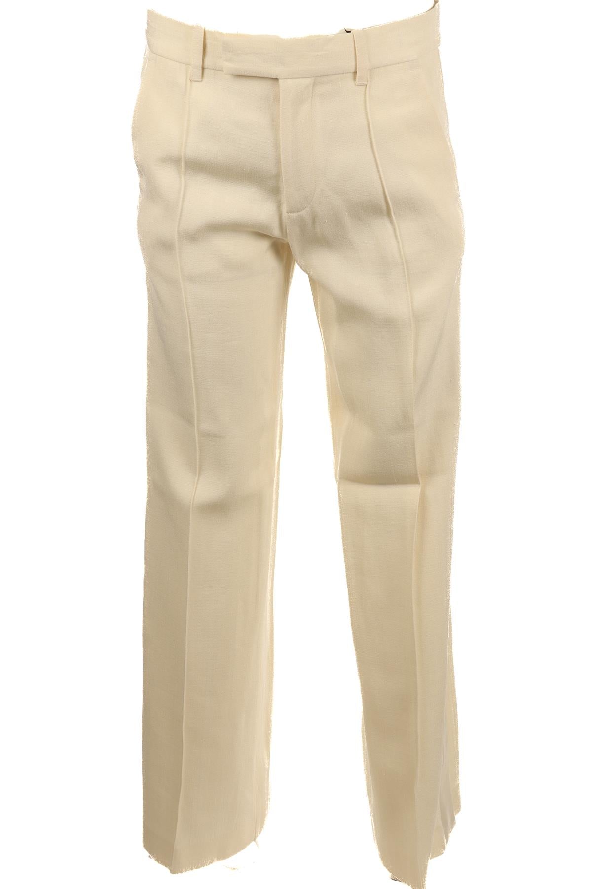 PHOEBE PHILO CREAM SILK WIDE LEG PANTS FR 36 UK 8