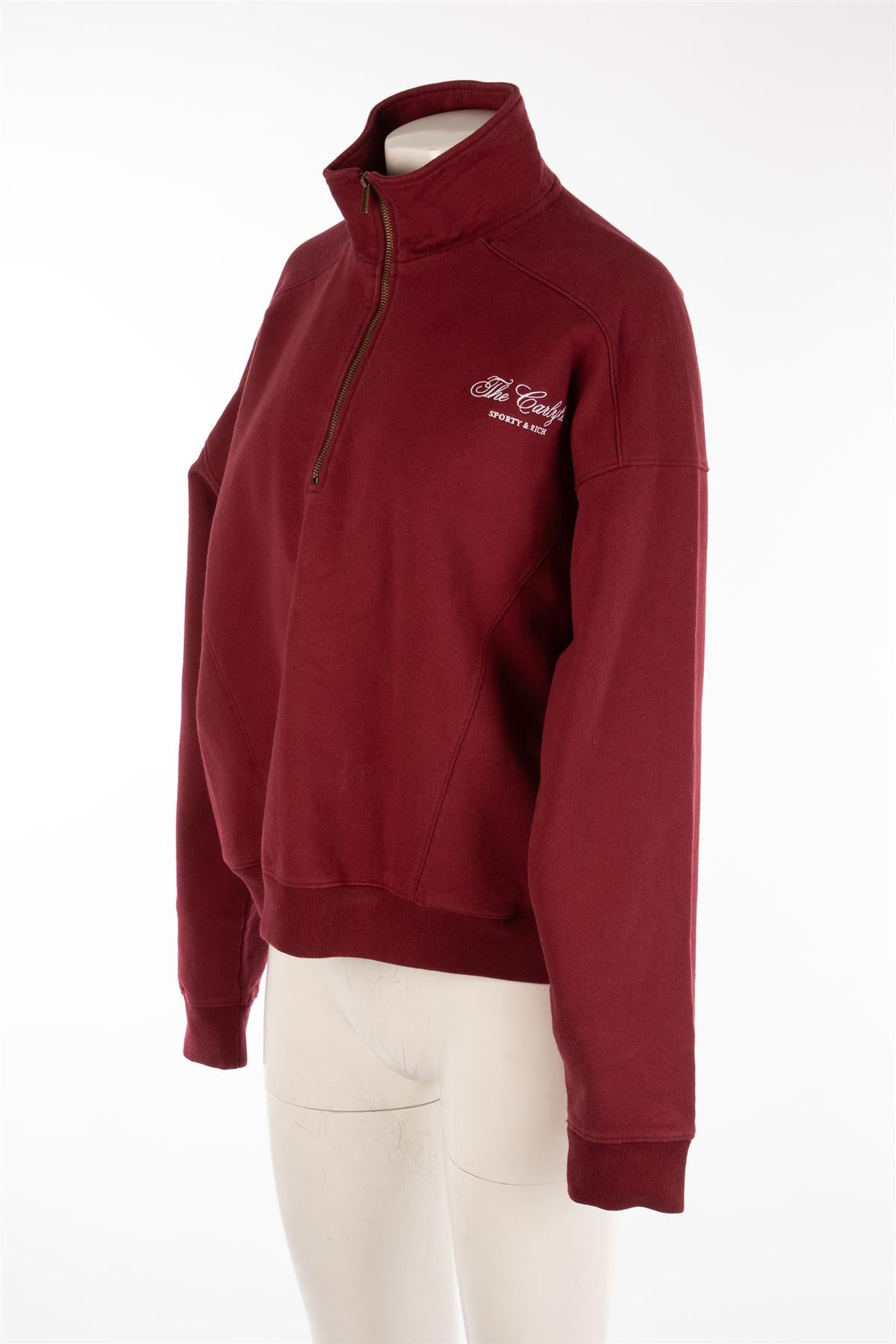 SPORTY & RICH + THE CARLYLE BURGUNDY COTTON SWEATSHIRT MEDIUM