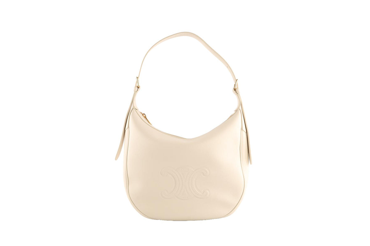 CELINE IVORY HELOISE MEDIUM TRIOMPHE LEATHER SHOULDER BAG