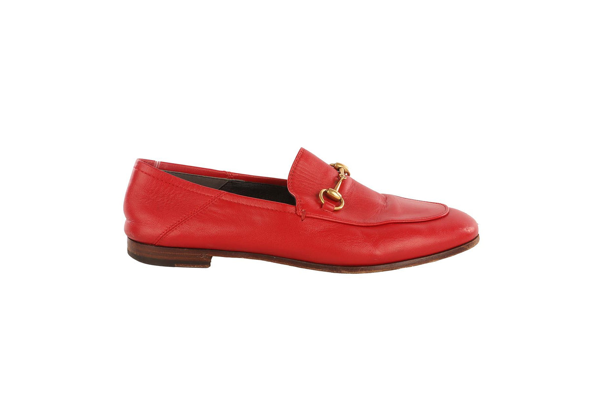 GUCCI RED BRIXTON LEATHER LOAFERS EU 37 UK 4