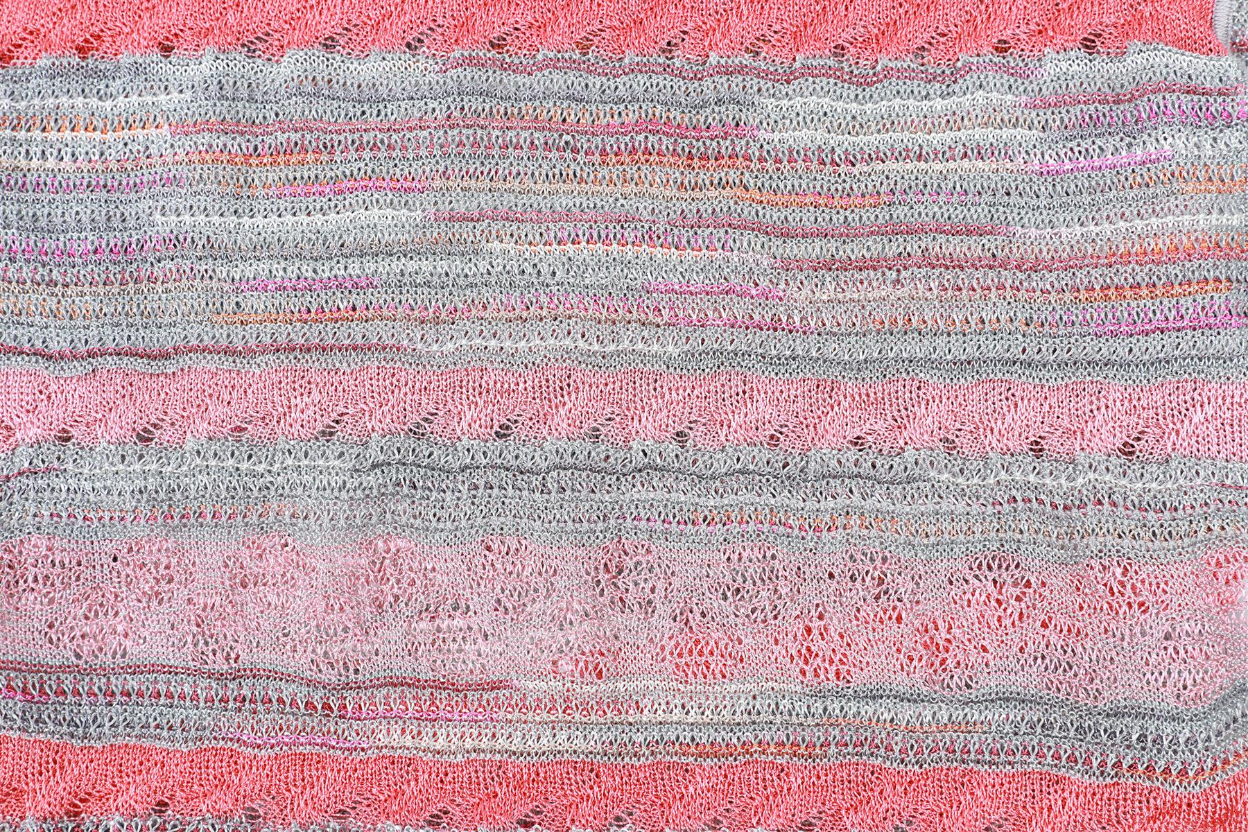 M MISSONI GREY AND PINK CROCHET SCARF