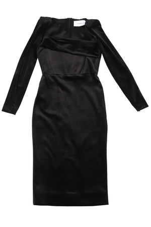 ALEX PERRY BLACK VELVET MIDI DRESS UK 8