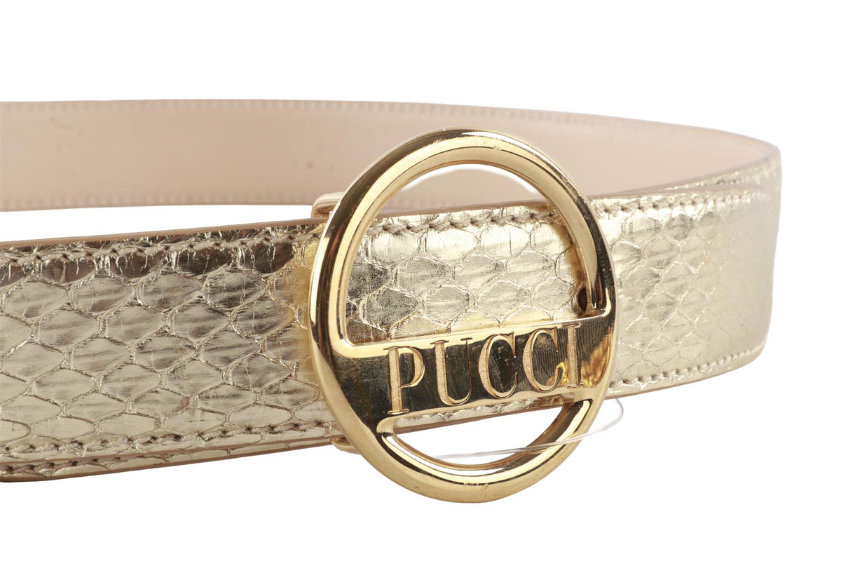 EMILIO PUCCI GOLD LEATHER WAIST BELT SMALL