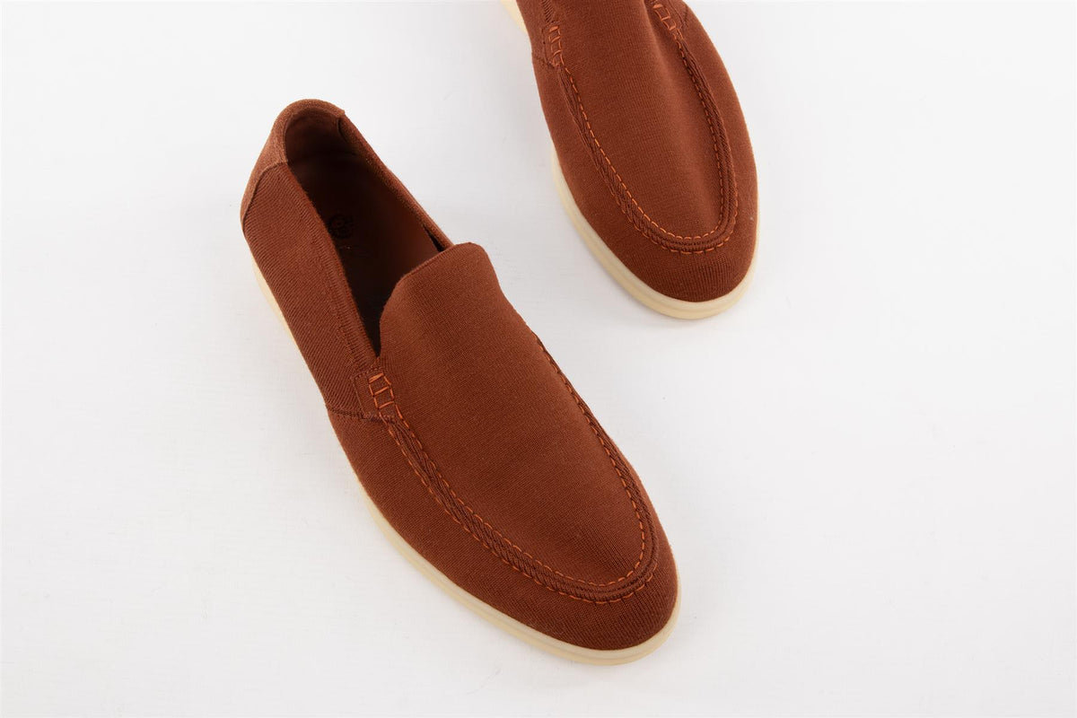 LORO PIANA BROWN MEN'S SUMMER WALK CASHMERE LOAFERS EU 41.5 UK 7.5 US 8.5
