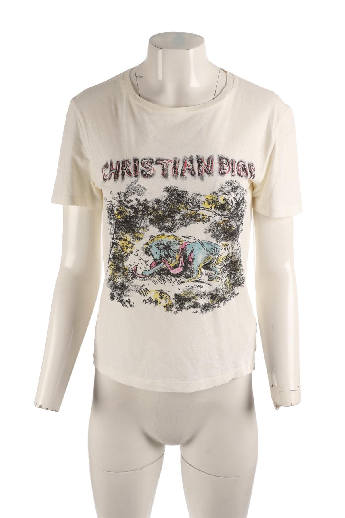 CHRISTIAN DIOR WHITE COTTON T-SHIRT SMALL