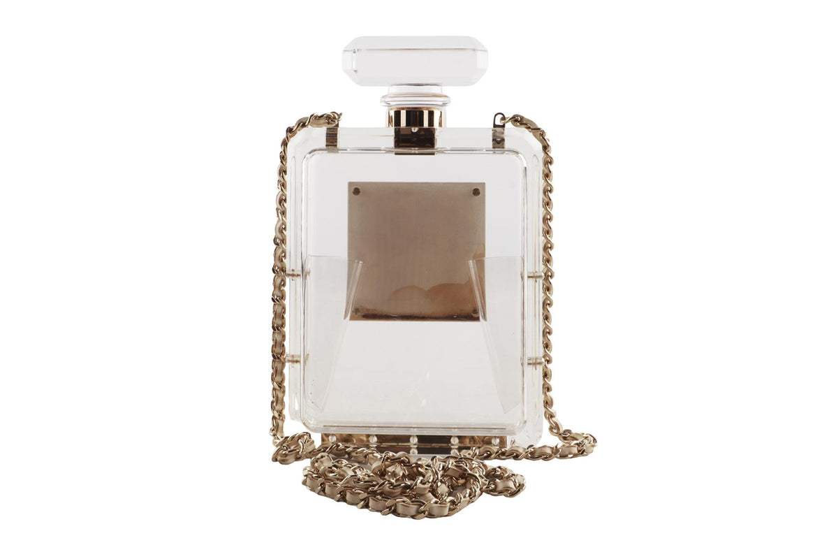 CHANEL NEUTRALS 2014 NO.5 PERFUME BOTTLE PLEXIGLASS SHOULDER BAG