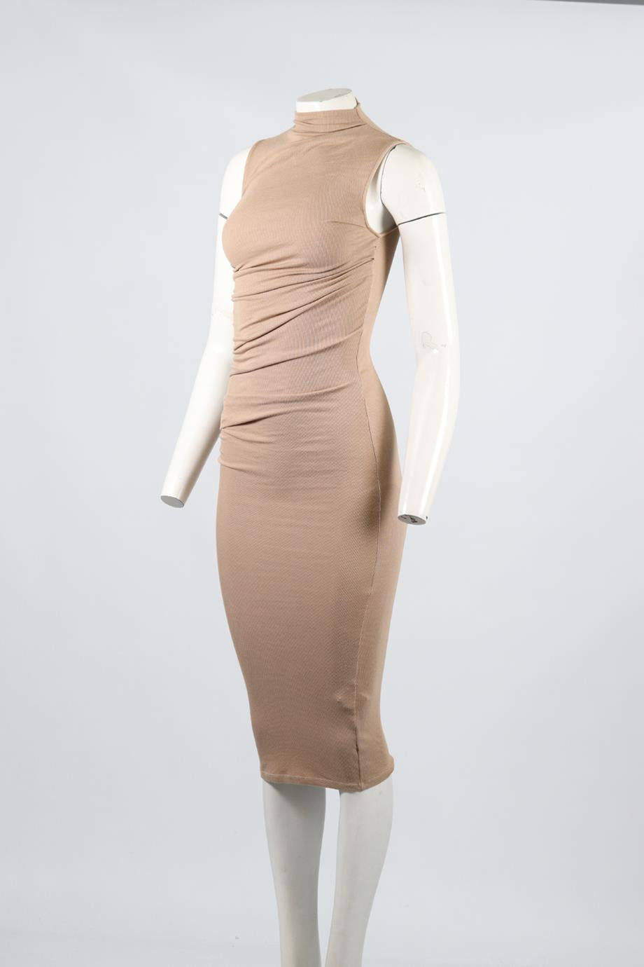 ENZA COSTA RIBBED SILK BLEND MIDI DRESS XSMALL