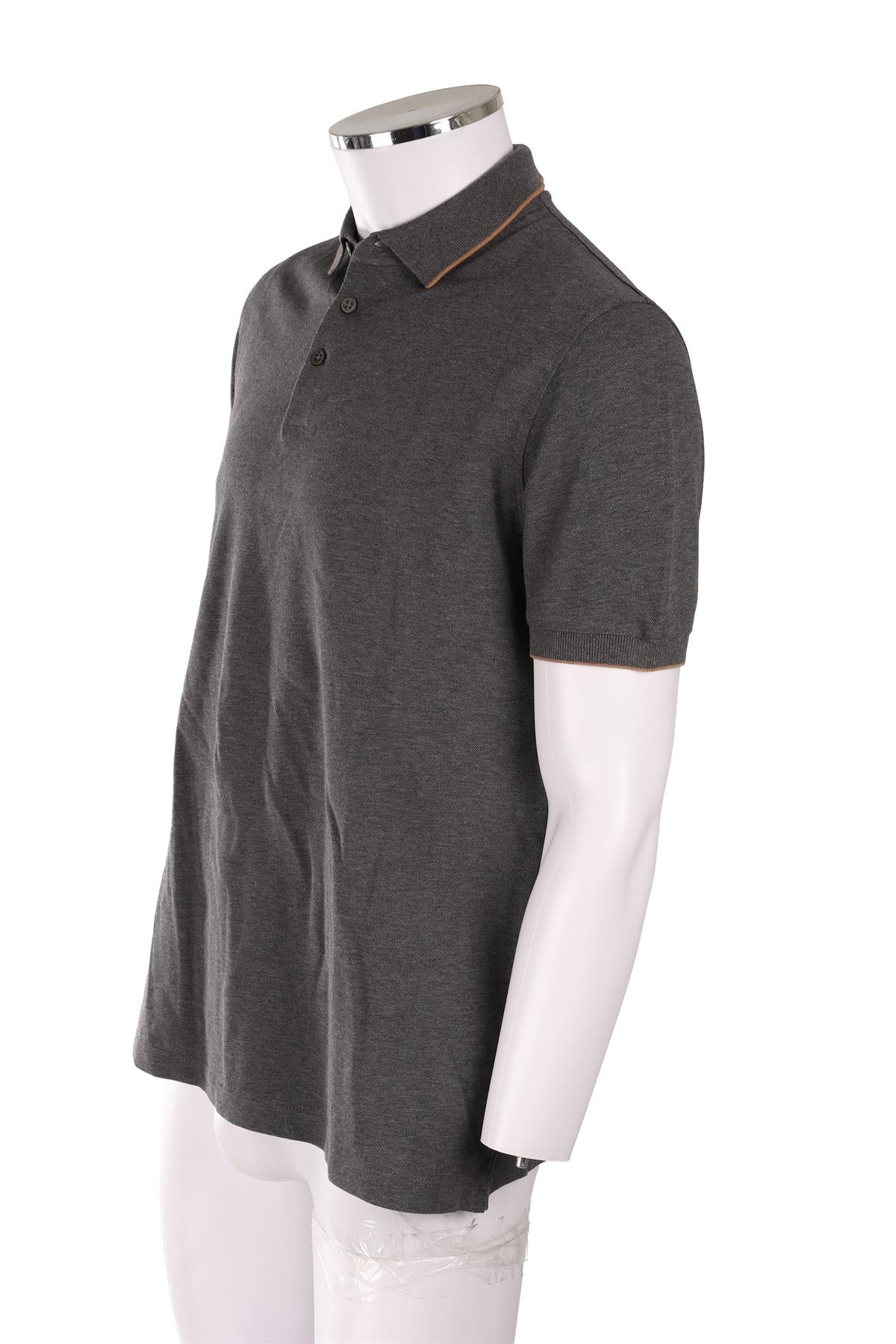 BRUNELLO CUCINELLI GREY MEN'S COTTON POLO SHIRT IT 50 UK/US 40