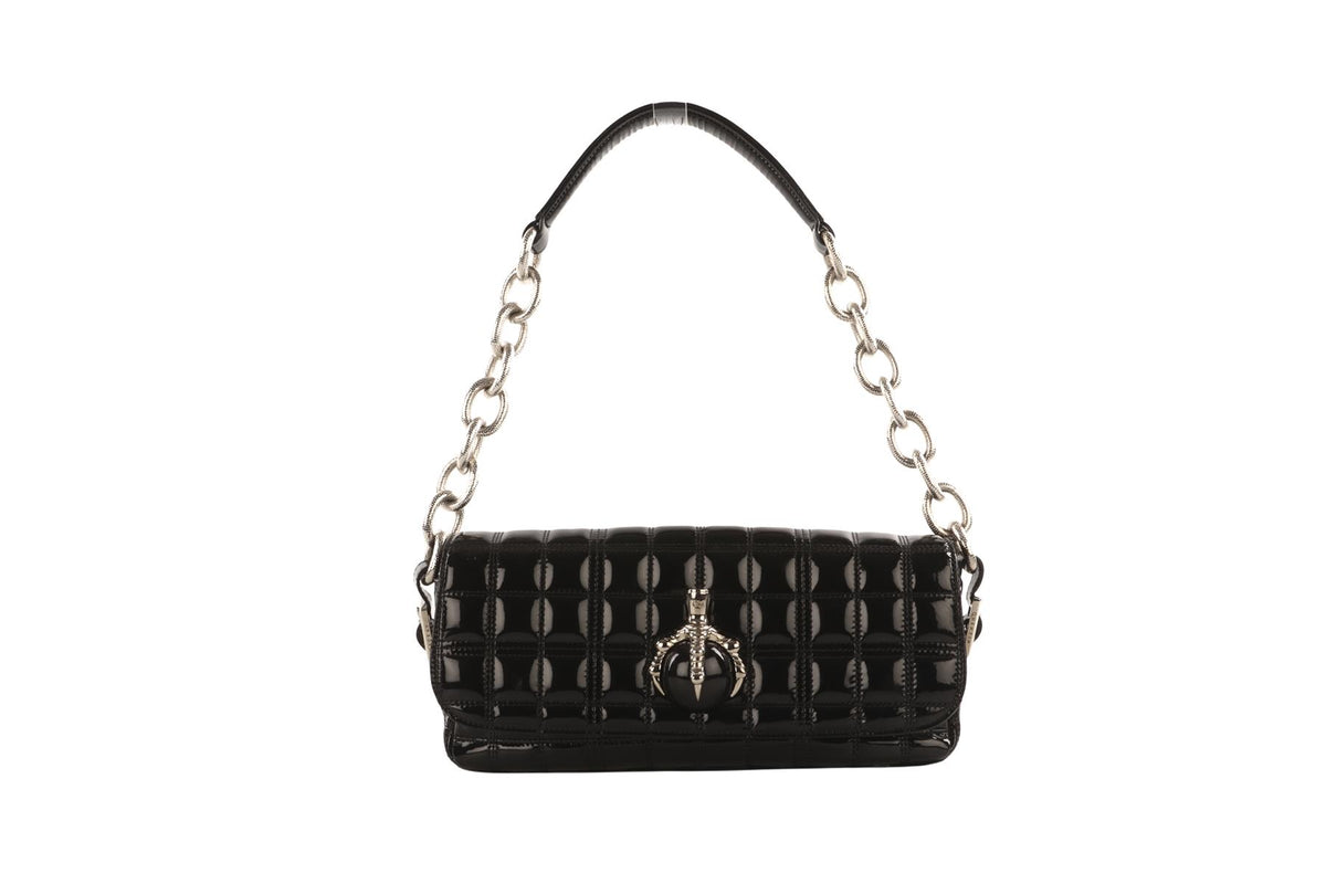 QUENTIN MACKAY BLACK PATENT LEATHER SHOULDER BAG