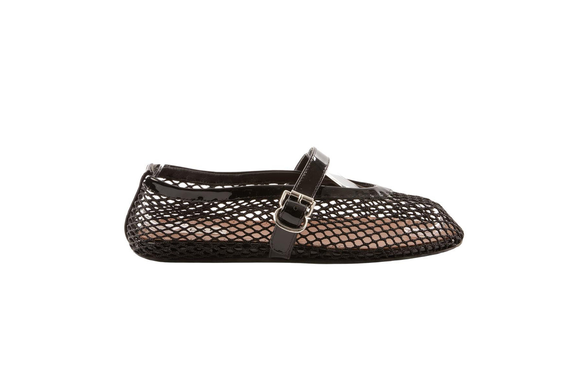 ALAÏA BLACK MESH BALLET FLATS EU 36