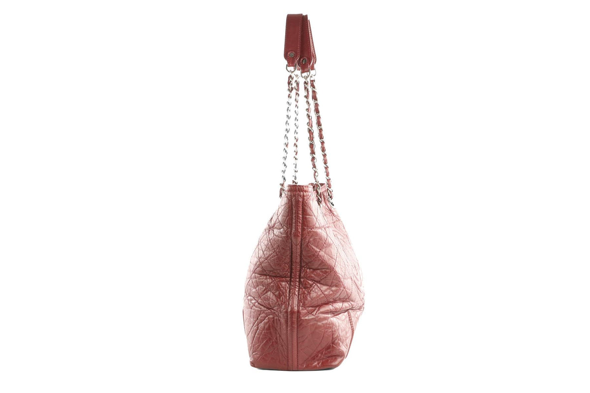 CHANEL BURGUNDY 2009-2010 MOSCOW LEATHER TOTE BAG