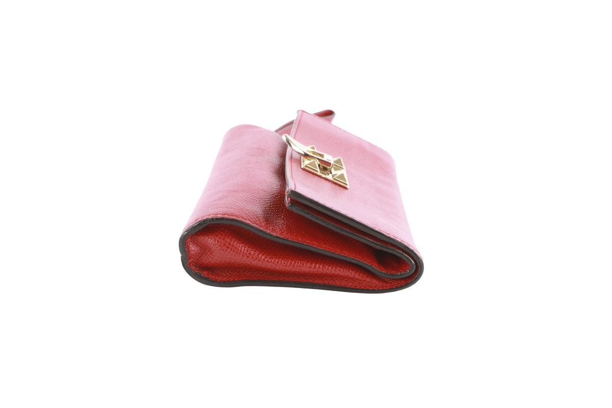 VALENTINO GARAVANI RED ROCKSTUD LEATHER WALLET