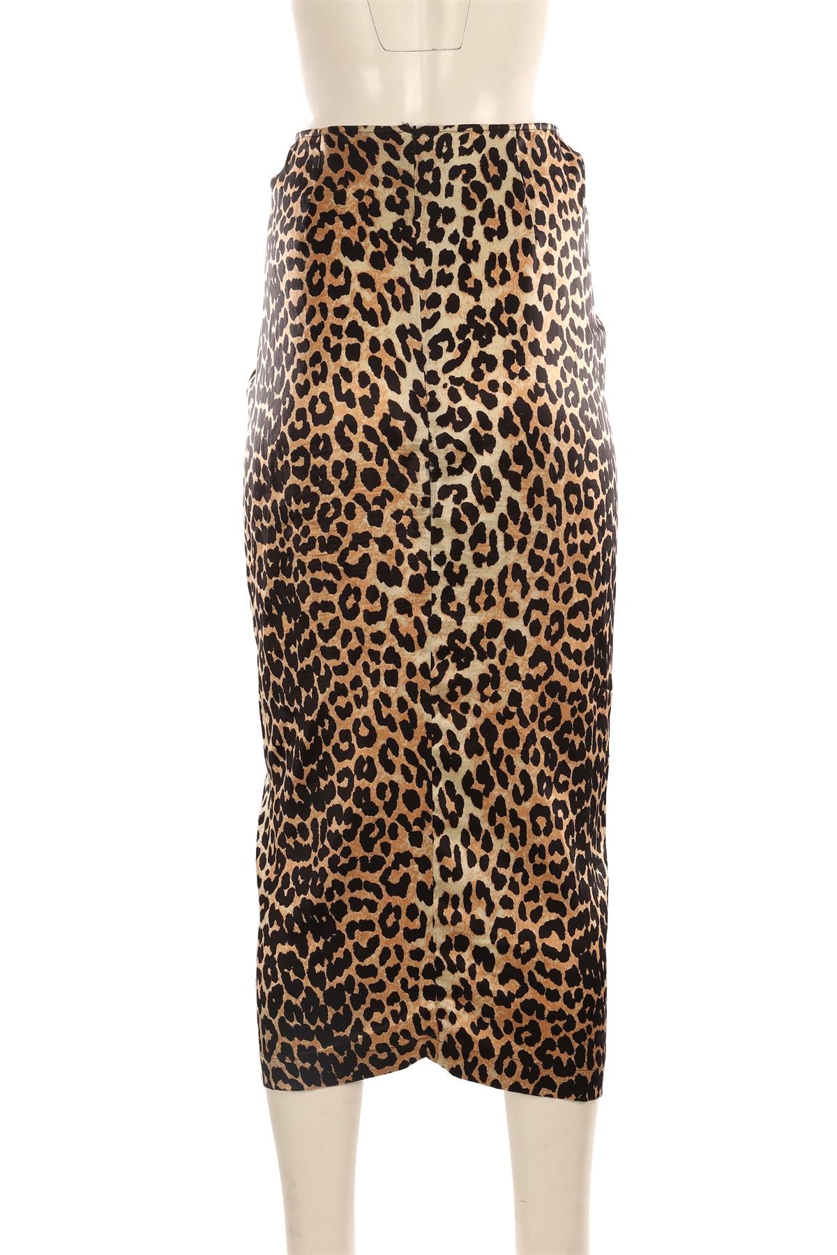 GANNI BROWN SILK MIDI SKIRT DE 38 UK 10
