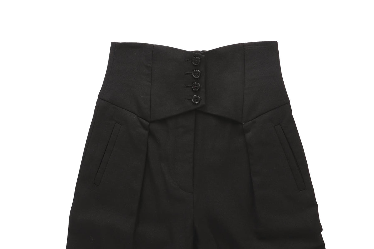 SAINT LAURENT BLACK WOOL TAPERED PANTS FR 34 UK 6