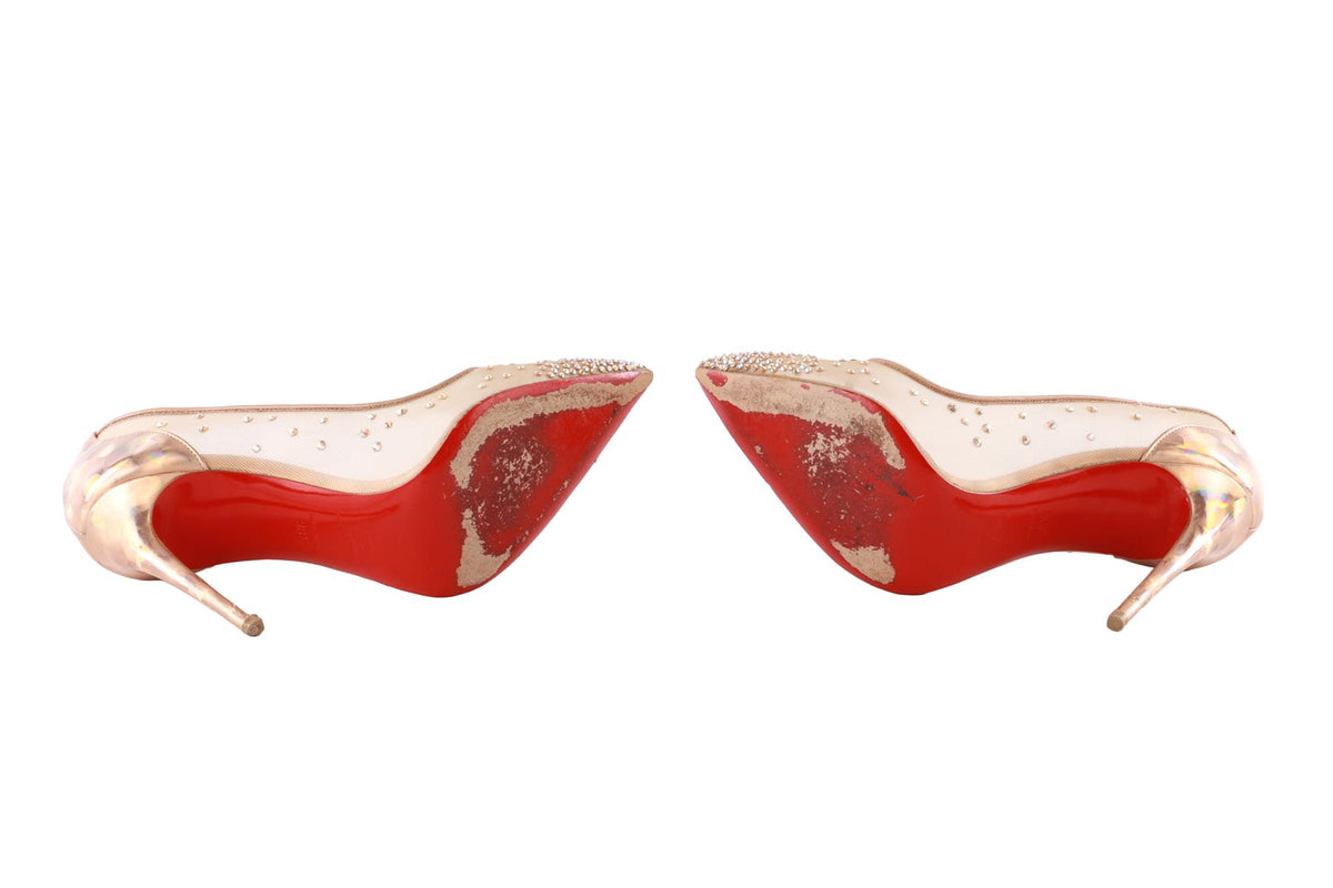 CHRISTIAN LOUBOUTIN METALLIC FOLLIES MESH PUMPS EU 38.5 UK 5.5 US 8.5
