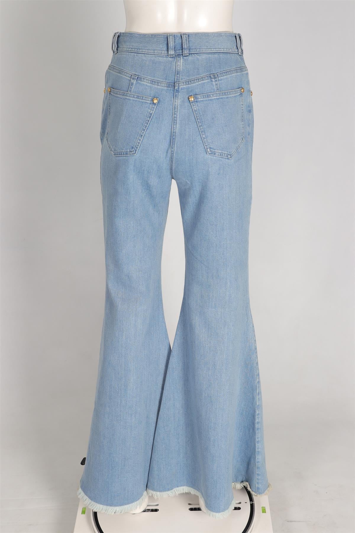 BALMAIN BLUE HIGH RISE FLARED JEANS FR 40 UK 12