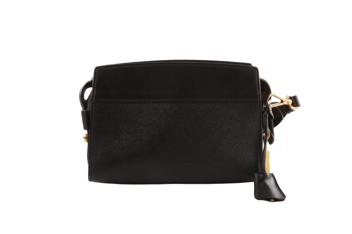BLACK ESPLANADE SAFFIANO LEATHER SHOULDER BAG