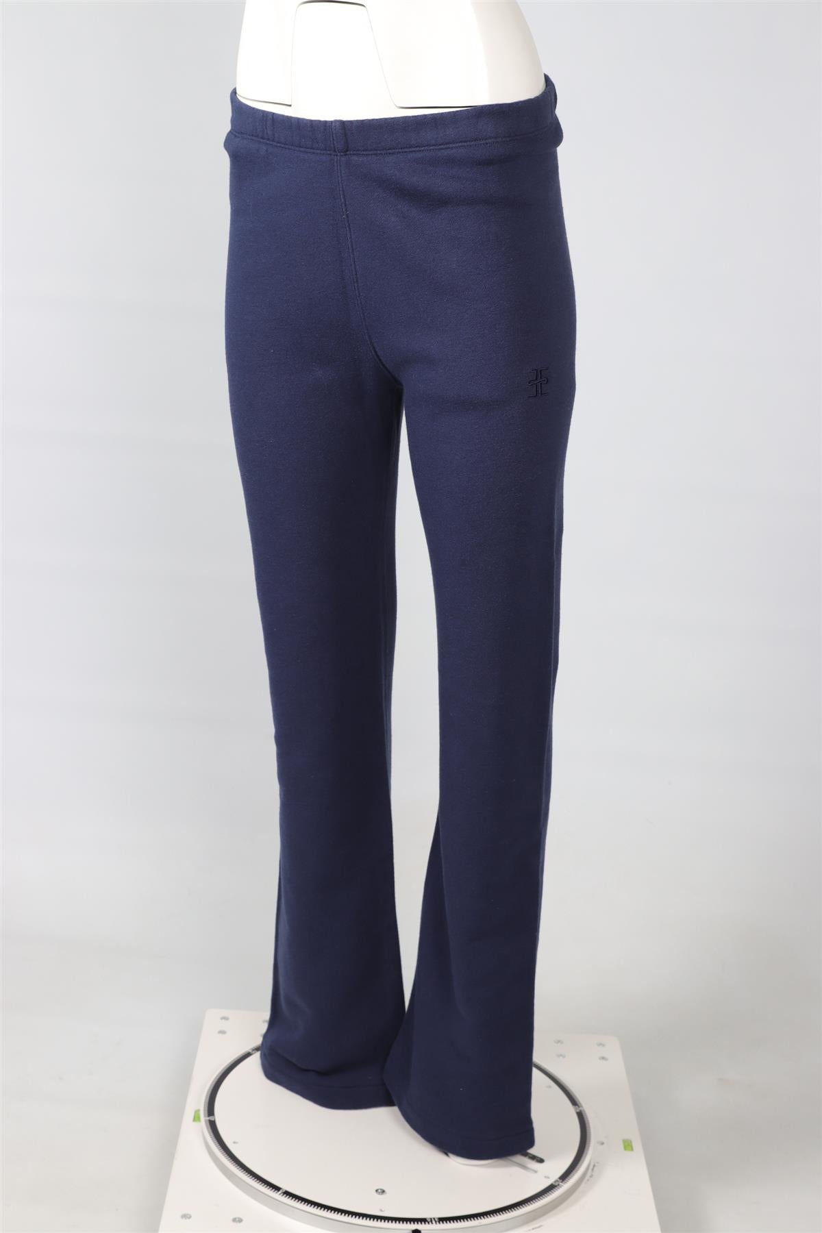 THE ETERNE NAVY COTTON STRAIGHT LEG PANTS SMALL