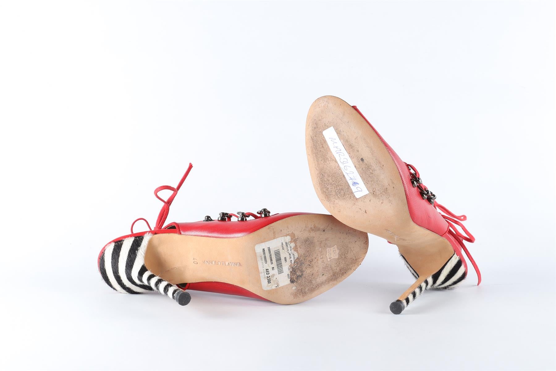 MANOLO BLAHNIK RED LEATHER SANDALS EU 40 UK 7 US 10