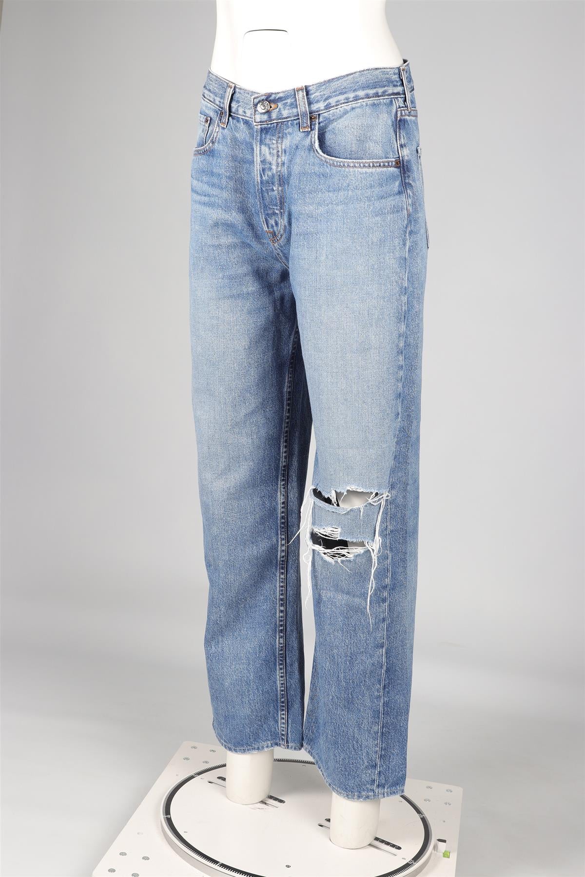 GRLFRND BLUE HIGH RISE STRAIGHT LEG JEANS W26 UK 8