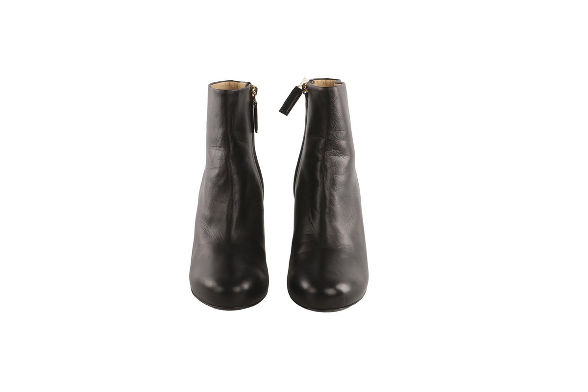 CHANEL BLACK 2015 LEATHER WEDGE ANKLE BOOTS EU 37.5 UK 4.5 US 7.5