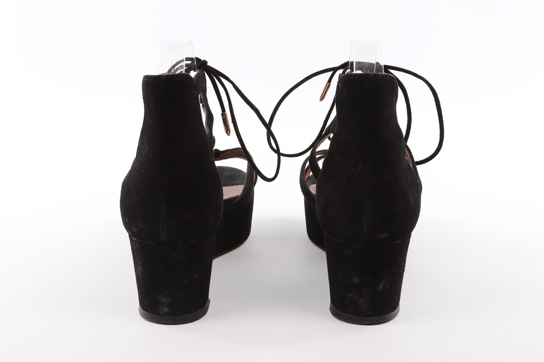 AQUAZURRA BLACK SUEDE WEDGE SANDALS EU 40.5 UK 7.5 US 10.5