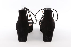 AQUAZURRA BLACK SUEDE WEDGE SANDALS EU 40.5 UK 7.5 US 10.5