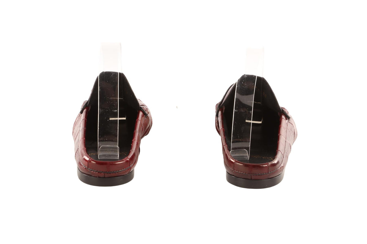 SAINT LAURENT BURGUNDY LE LOAFER LEATHER MULES EU 38 UK 5 US 8