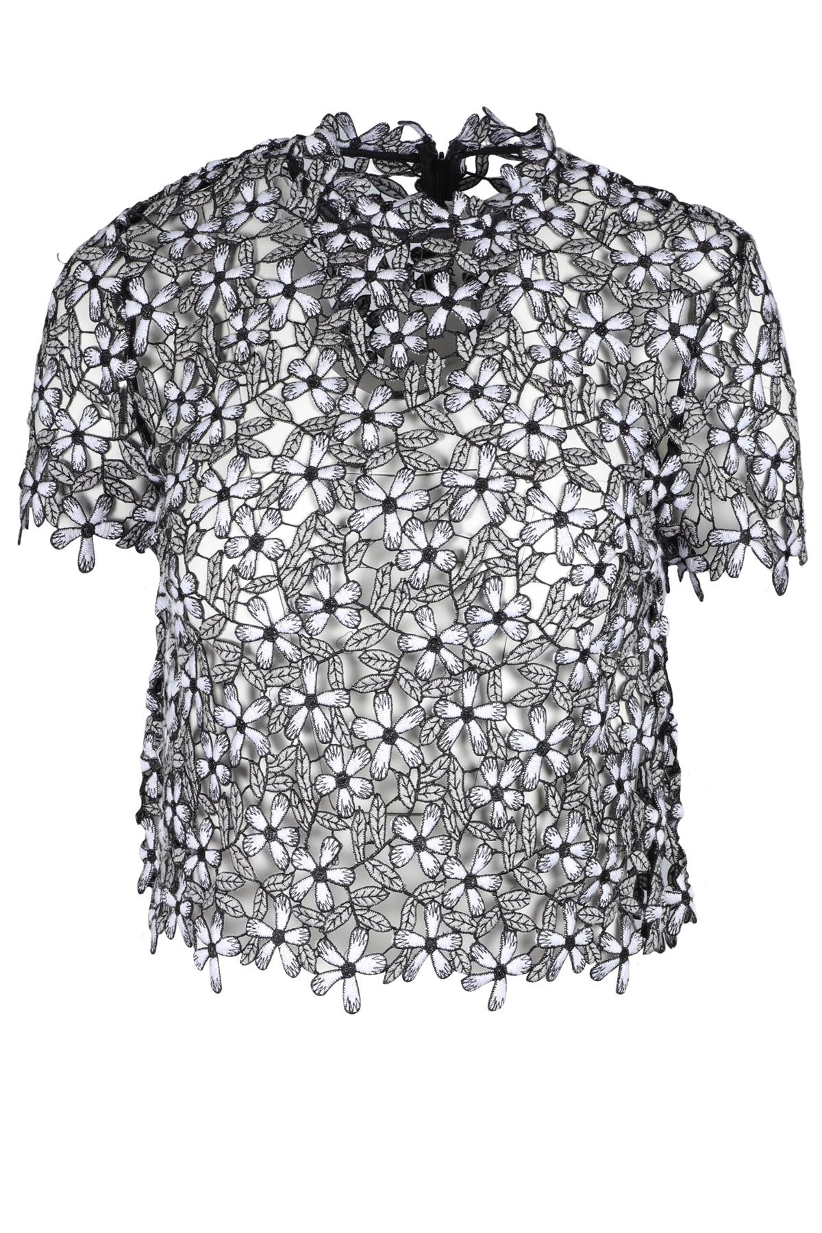 SELF-PORTRAIT BLACK CROCHET TOP UK 4
