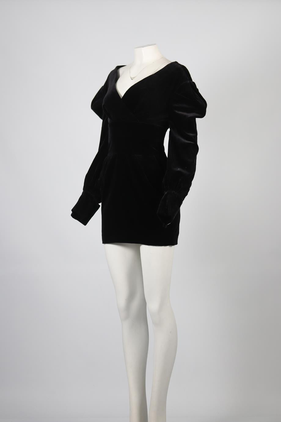 ALEXANDRE VAUTHIER CRYSTAL AND VELVET MINI DRESS FR 36 UK 8