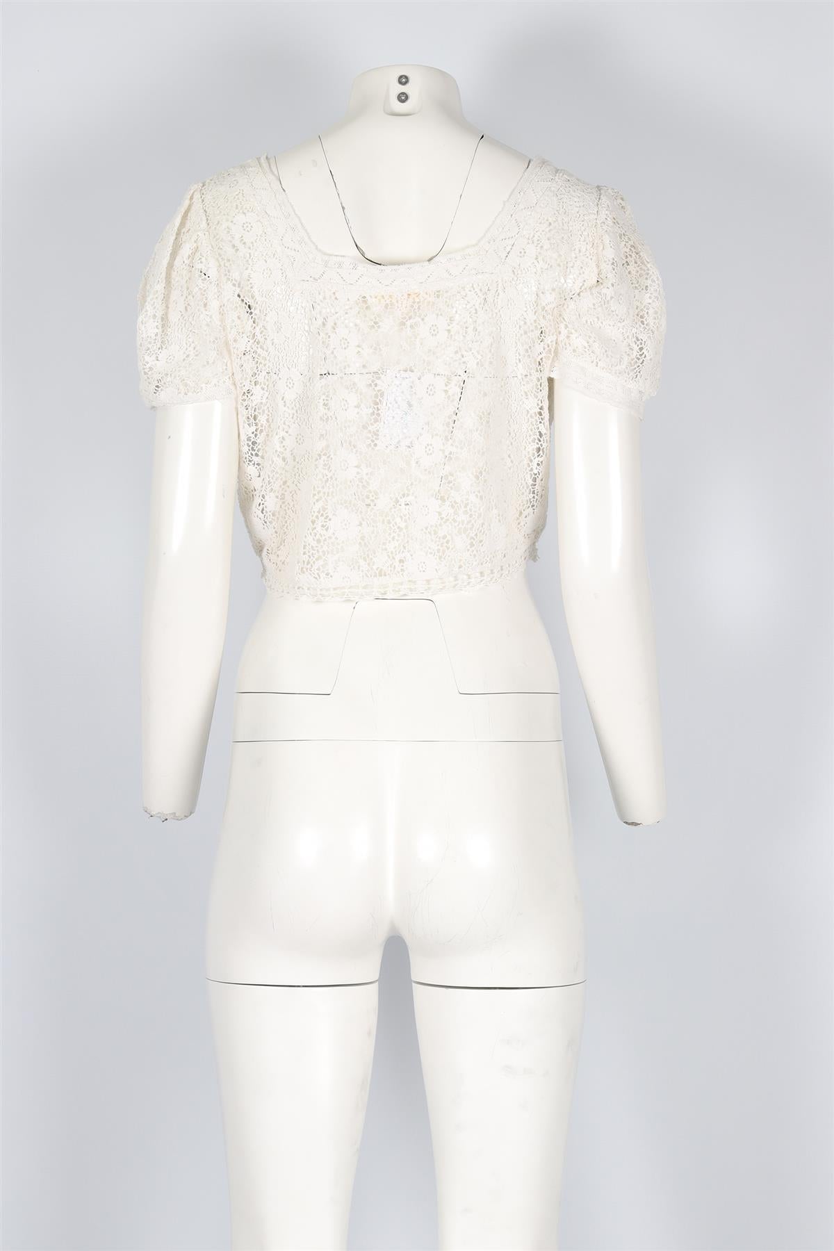 LOVESHACKFANCY CREAM CROCHET TOP UK 8