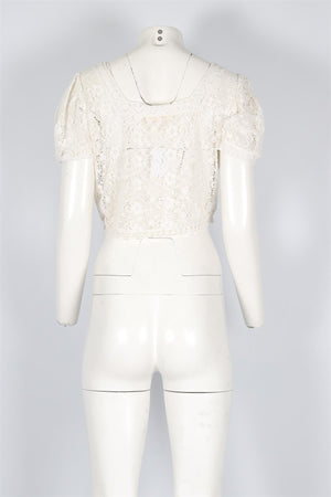 LOVESHACKFANCY CREAM CROCHET TOP UK 8