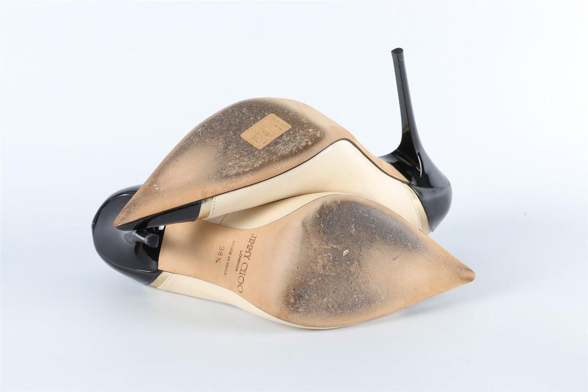 JIMMY CHOO CREAM LEATHER PUMPS EU 38.5, UK 5.5, US 8.5