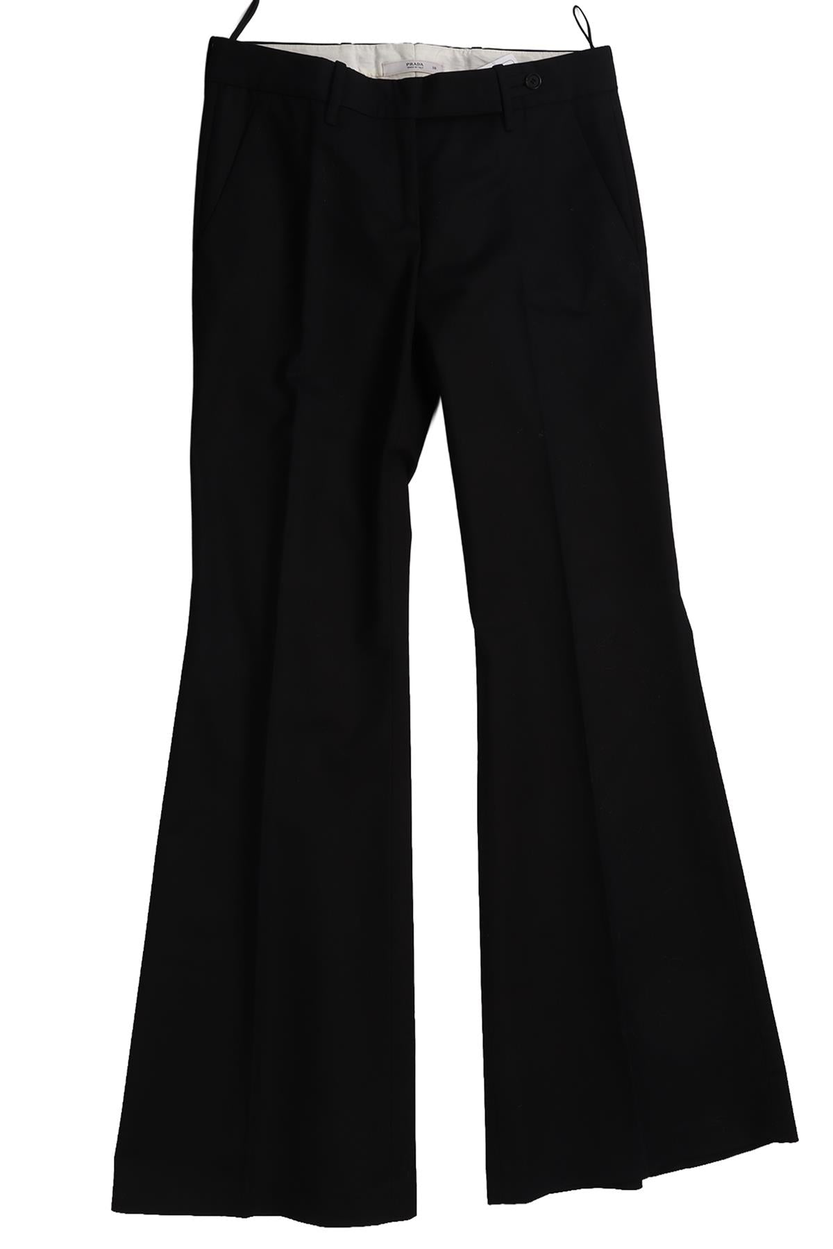 PRADA BLACK COTTON WIDE LEG PANTS IT 38 UK 6