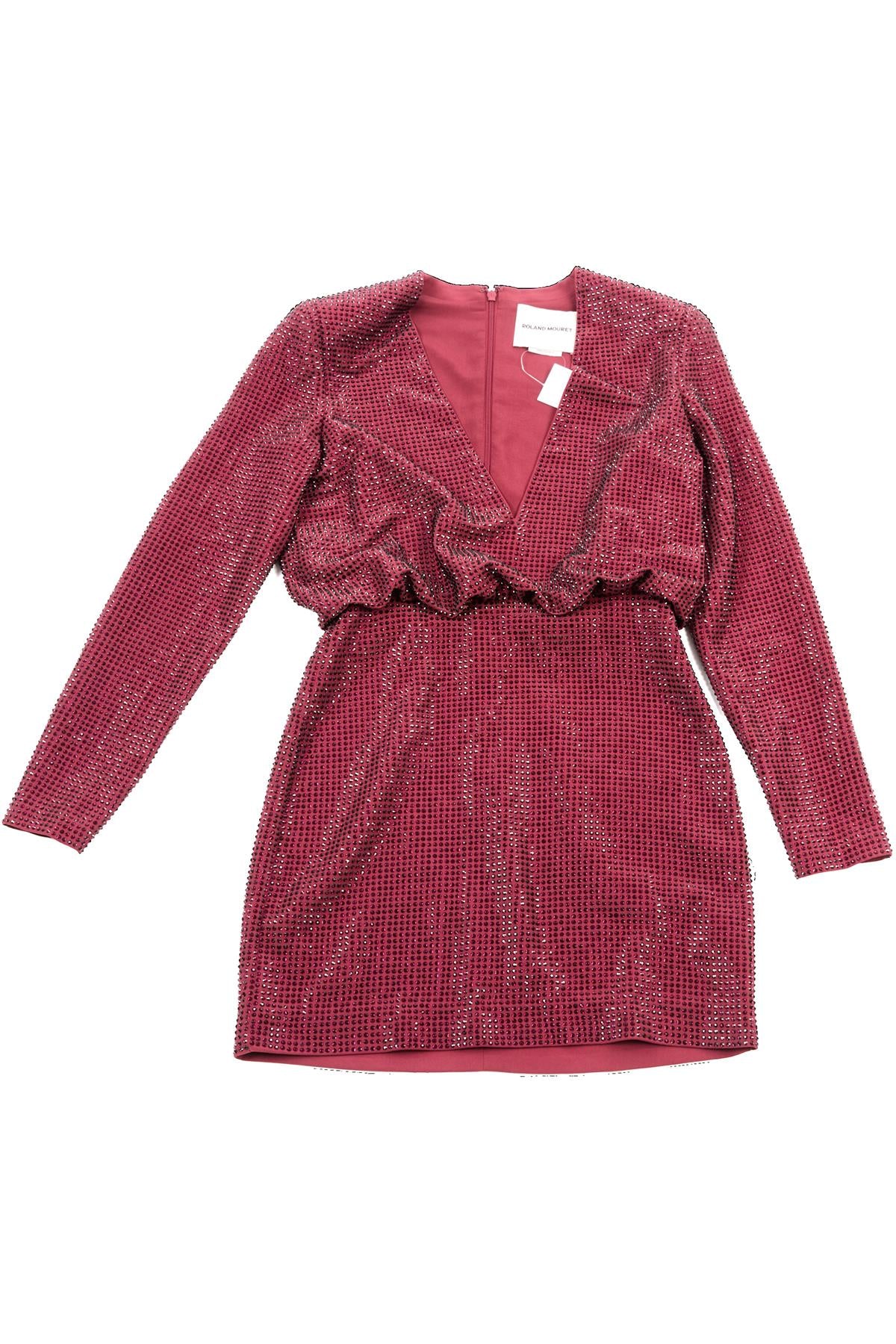 ROLAND MOURET RED CRYSTAL MINI DRESS UK 8