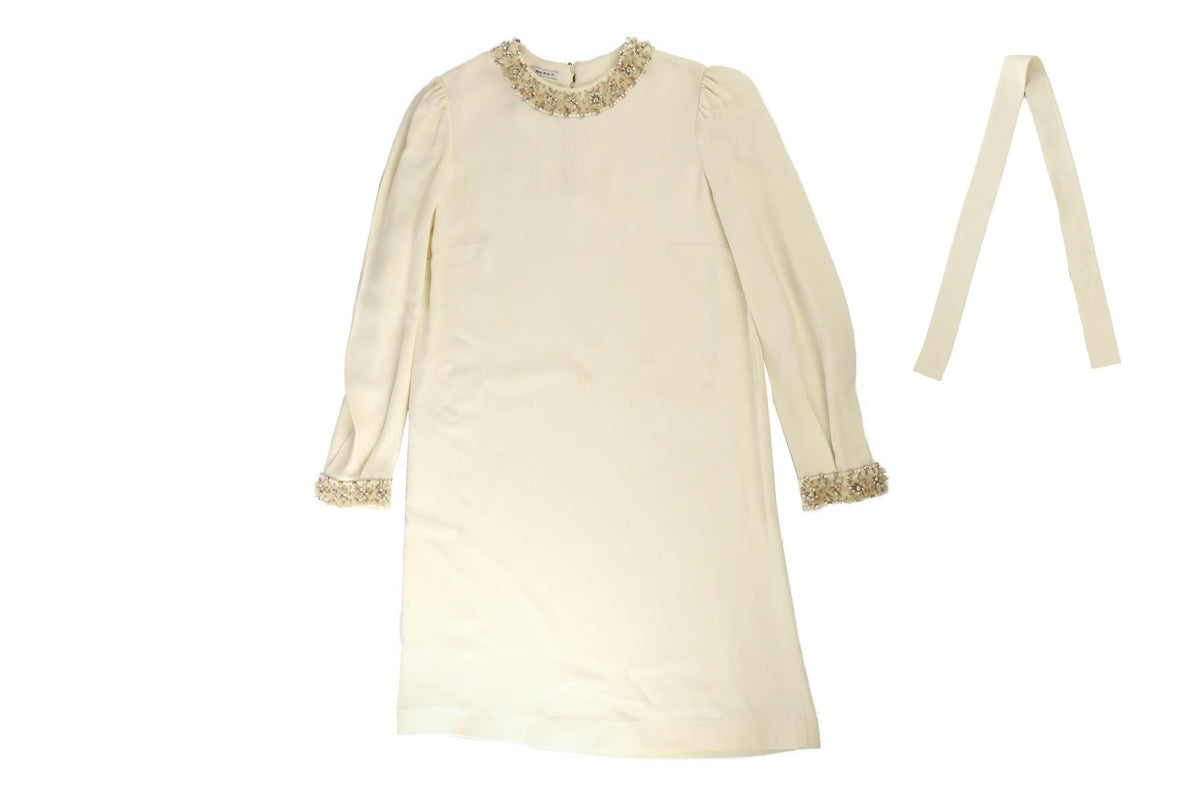MIU MIU CREAM CREPE MIDI DRESS IT 38 UK 6