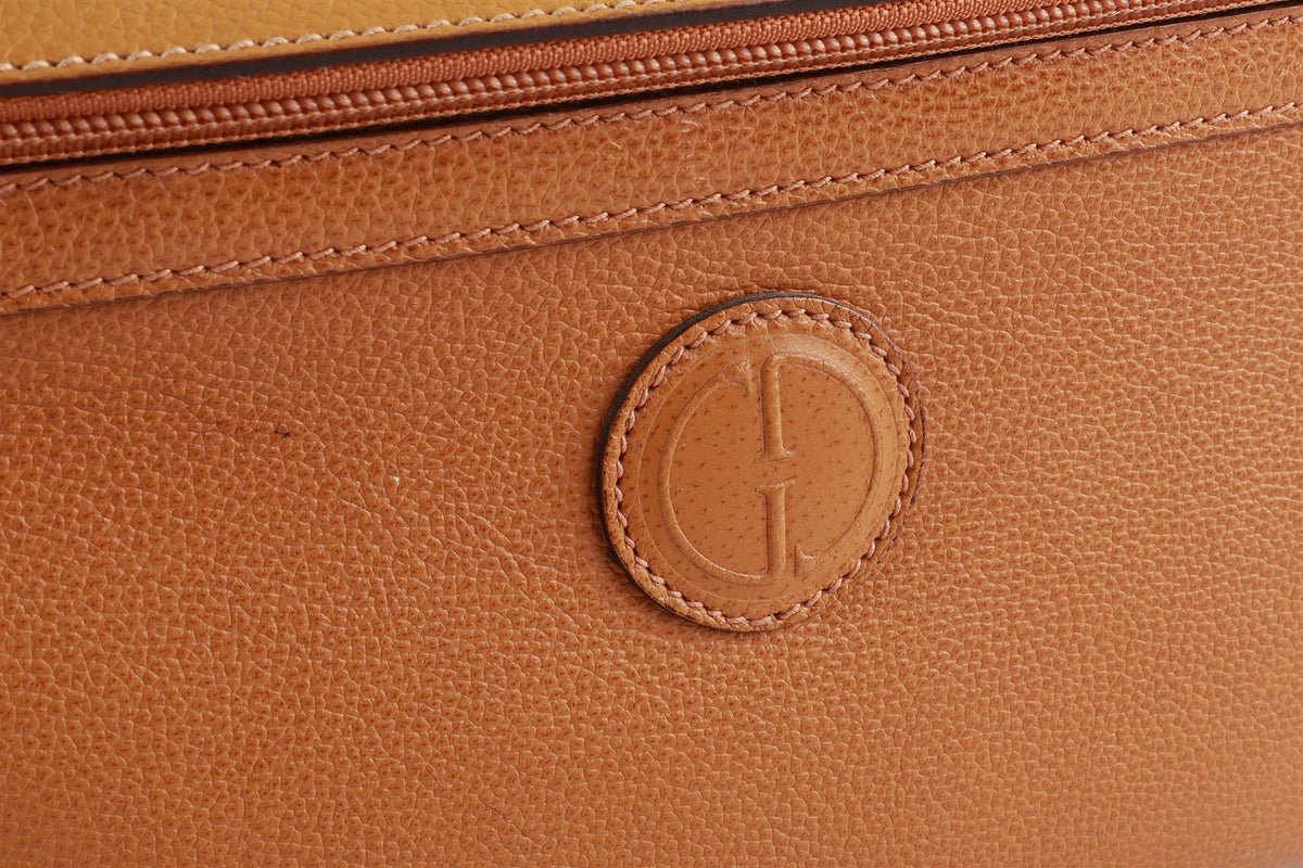 GUCCI TAN VINTAGE VANITY BAMBOO LEATHER TOTE BAG
