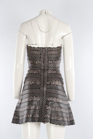 HERVE LEGER BLACK MINI DRESS XSMALL